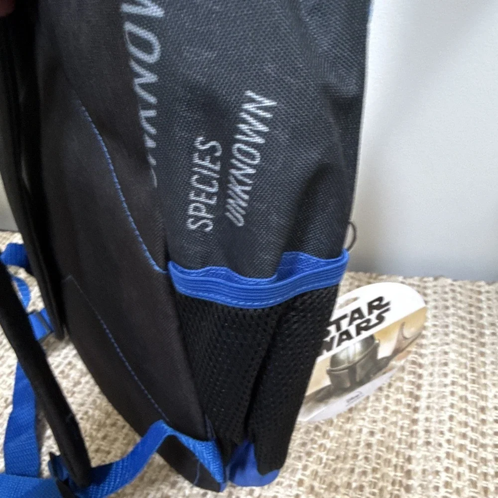 Star Wars Mandalorian & The Child Large Backpack Black/Blue Zip Padded Pocket